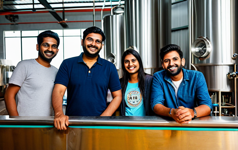 **
"A group of friends in Delhi, India, at a modern microbrewery, enjoying pale ale. They are fully clothed in appropriate casual wear. The background shows brewing equipment and a relaxed atmosphere. Safe for work, family-friendly, professional photography, perfect anatomy, correct proportions, natural pose."
**