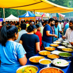 **

"A vibrant and bustling Indian food festival scene. Diverse crowd enjoying various food stalls and craft beer selections, fully clothed, appropriate attire, safe for work, family-friendly, perfect anatomy, natural proportions, high-quality photography, detailed background, professional."

**