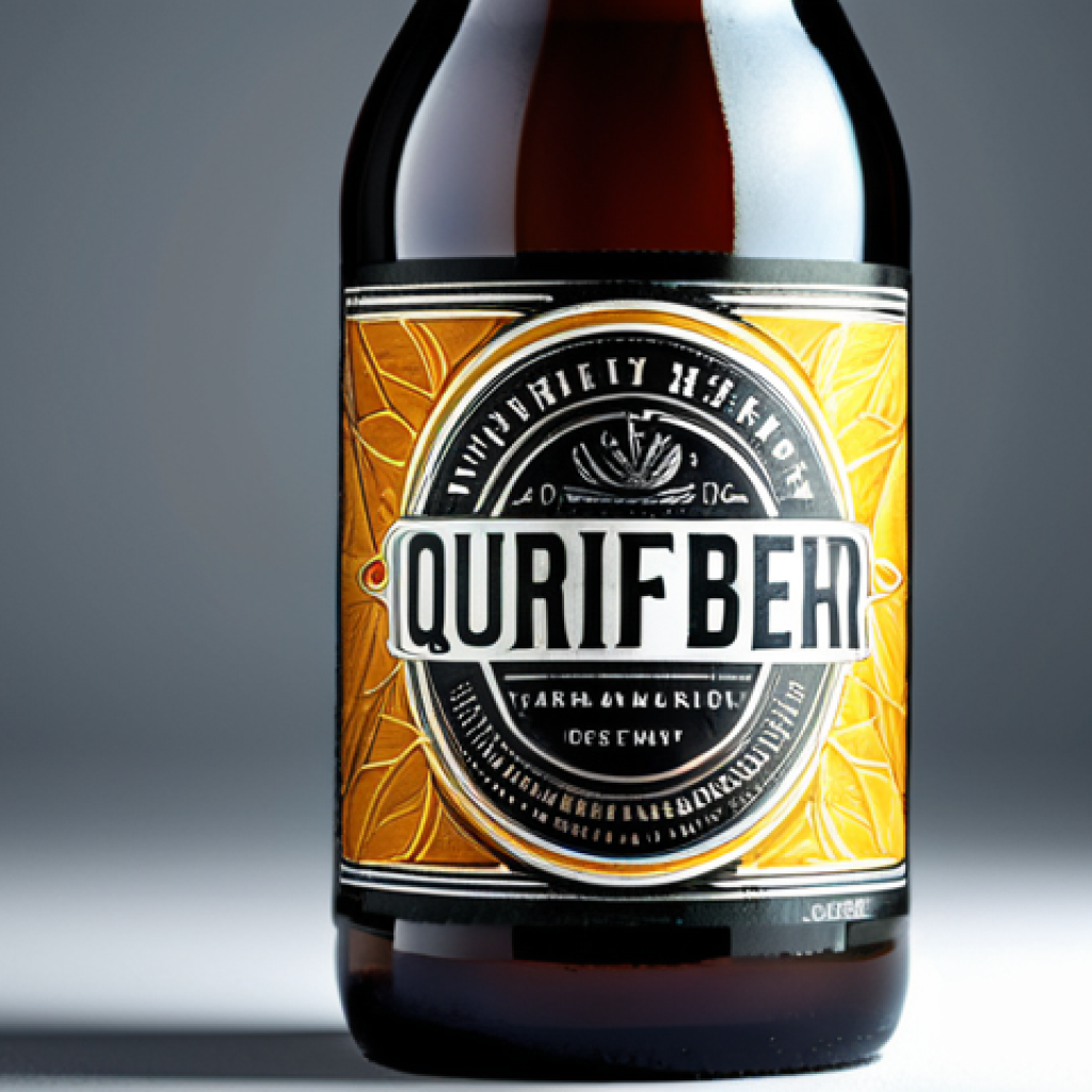 수제맥주 용기 디자인 - Craft Beer Aesthetic**
"Close-up of a unique craft beer bottle, featuring a textured label with art...