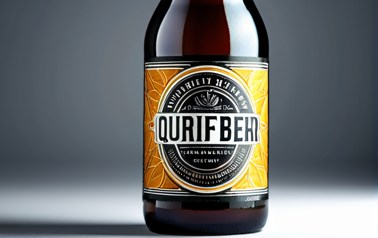 수제맥주 용기 디자인 - Craft Beer Aesthetic**
"Close-up of a unique craft beer bottle, featuring a textured label with art...