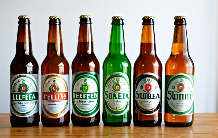 수제맥주 용기 디자인 - Craft Beer Aesthetic**

"Close-up of a unique craft beer bottle, featuring a textured label with art...