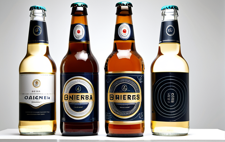 수제맥주 용기 디자인 - Sustainable Design Focus**

"A variety of beer bottles made from recycled materials (glass and paper...