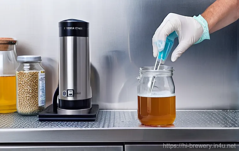 홈브루잉 장비 추천 - **Prompt 2: The Mystical Dance of Fermentation**
    "A close-up, atmospheric shot focusing on a lar...