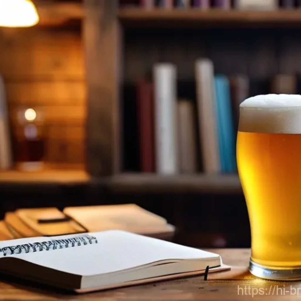 수제맥주 테이스팅 노트 작성법 - **Prompt:** A cozy, well-lit scene featuring an adult person (gender-neutral, perhaps wearing a casu...