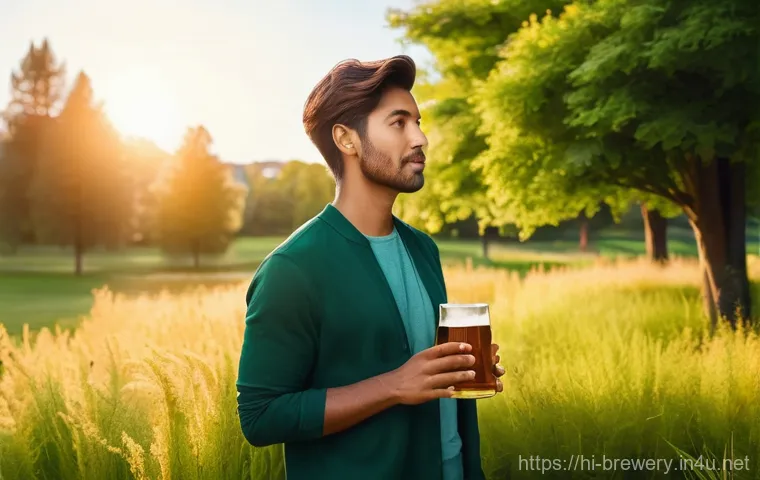 수제맥주와 비건 문화 - **Prompt:** A diverse group of young adults, dressed in modern, casual attire, are gathered around a...