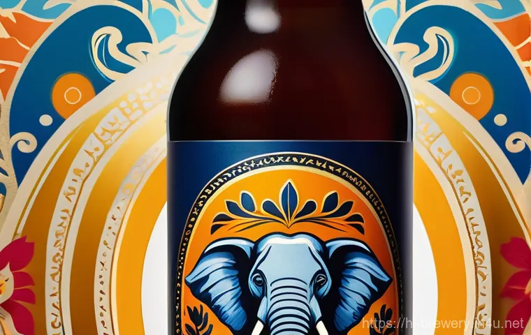 수제맥주와 라벨 디자인 - **Prompt:** A close-up shot of a craft beer bottle featuring an exquisitely detailed label. The labe...