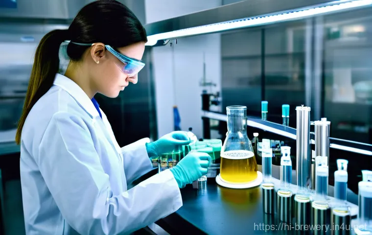 브루어리에서의 품질 테스트 - **Sensory Evaluation Panel in Action**
    A highly detailed, realistic photograph of a diverse pane...