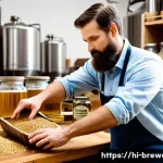 양조 과정 상세 - **Prompt: The Art of Ingredient Selection and Mashing**
"A vibrant, medium-shot photograph captu...