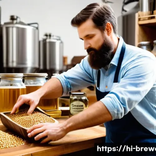 Home 26 양조 과정 상세 - **Prompt: The Art of Ingredient Selection and Mashing**
"A vibrant, medium-shot photograph captu...