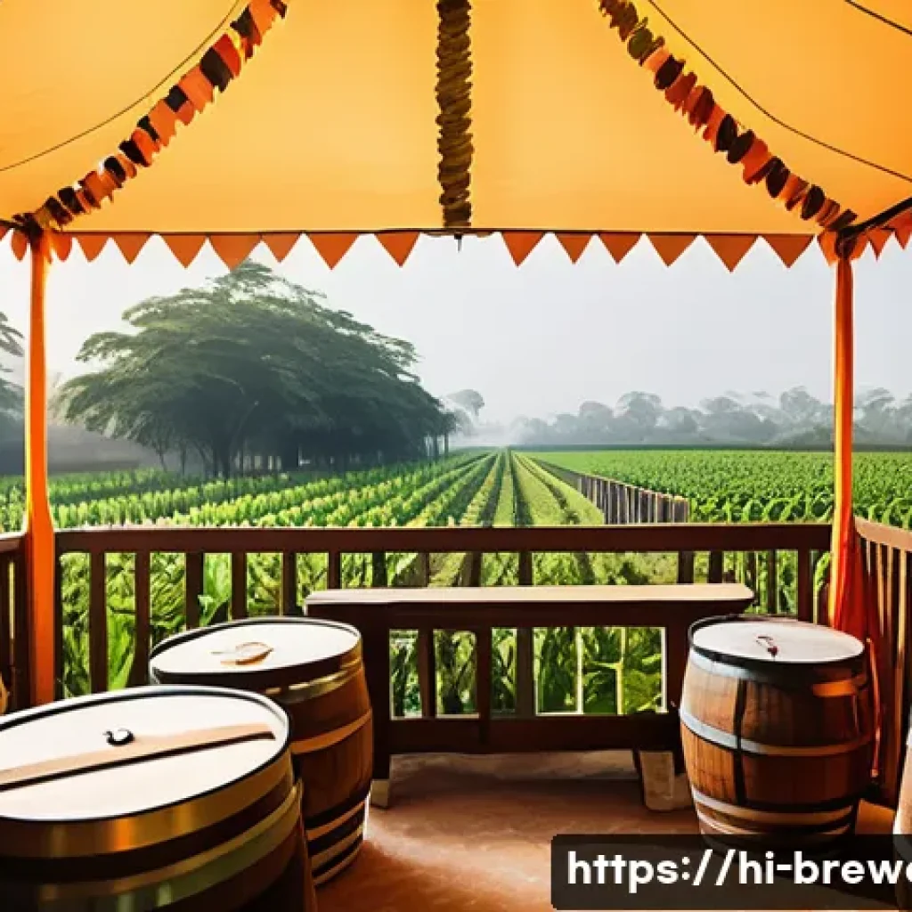 소규모 브루어리 마케팅 - A vibrant scene of a small craft brewery hosting a local food festival in India, with diverse attend...