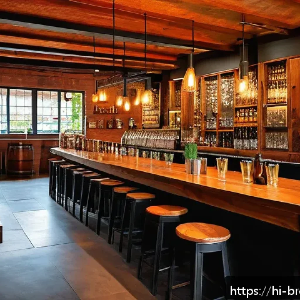 수제맥주와 미식 여행 - A vibrant scene inside a cozy local craft beer house in a small Indian town, featuring rustic wooden...